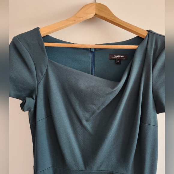 Le Chateau Emerald Green Fitted, Classy Dress, Asymmetrical neckline - Picture 7 of 9